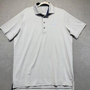 Greyson Mens Large Striped Polo Shirt Navy White The Ranch Performance Golf L